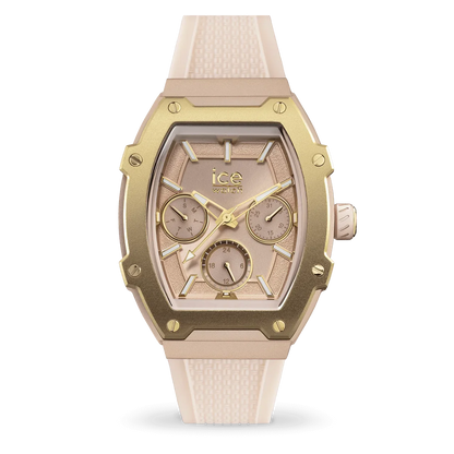 Creamy nude watch with rose gold-plated aluminum case and silicone strap, ICE Boliday Ladies 022864.