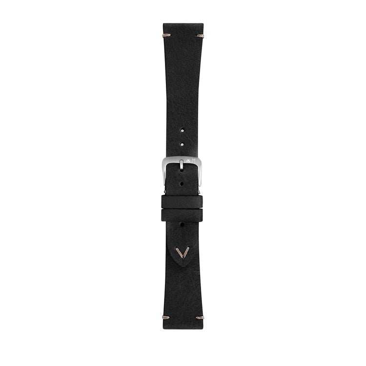 Morellato POLLOCK vintage calfskin leather watch strap with overstitching and chevron detail.