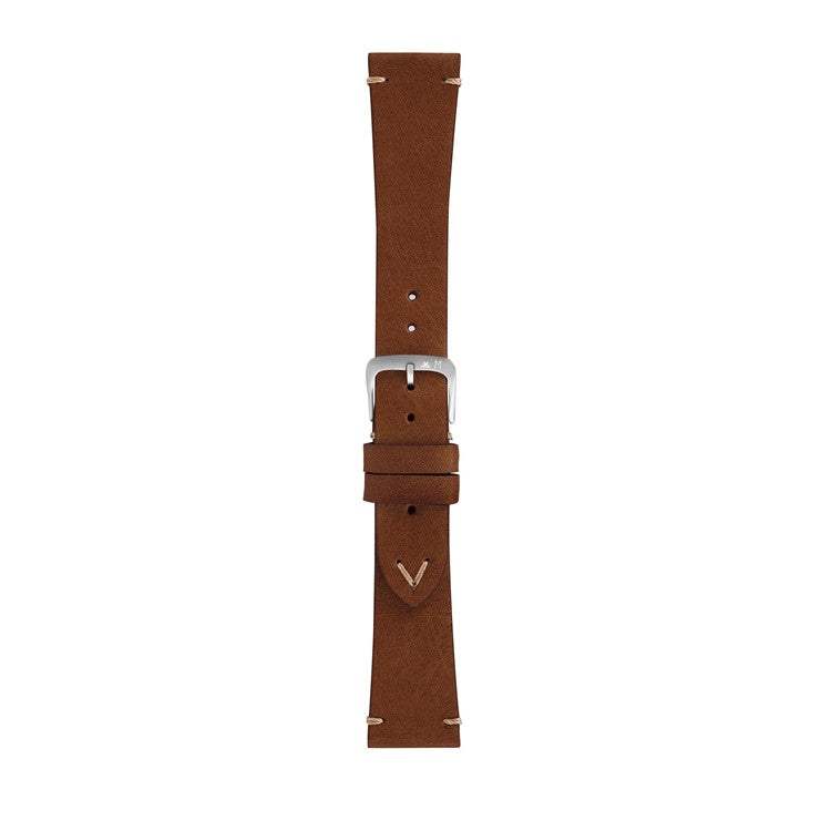 Morellato POLLOCK calfskin leather watch strap with lug overstitching and chevron detail.