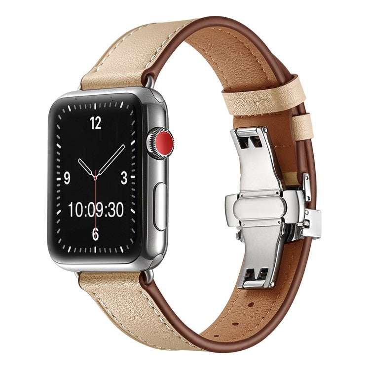 Premium Leather Apple Watch Strap with Silver Clasp | Sophisticated DeExperience the ultimate in sophistication with our Premium Leather Apple Watch Strap, meticulously crafted from the finest quality leather. This strap features a sub