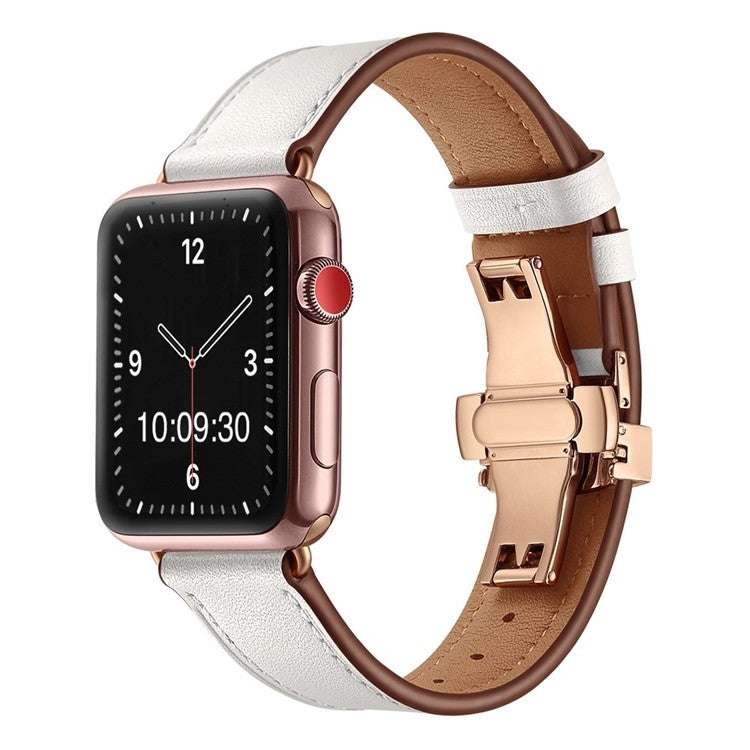 Premium Leather Apple Watch Strap with Rose Gold Clasp | SophisticatedExperience the ultimate in sophistication with our Premium Leather Apple Watch Strap, meticulously crafted from the finest quality leather. This strap features a sub