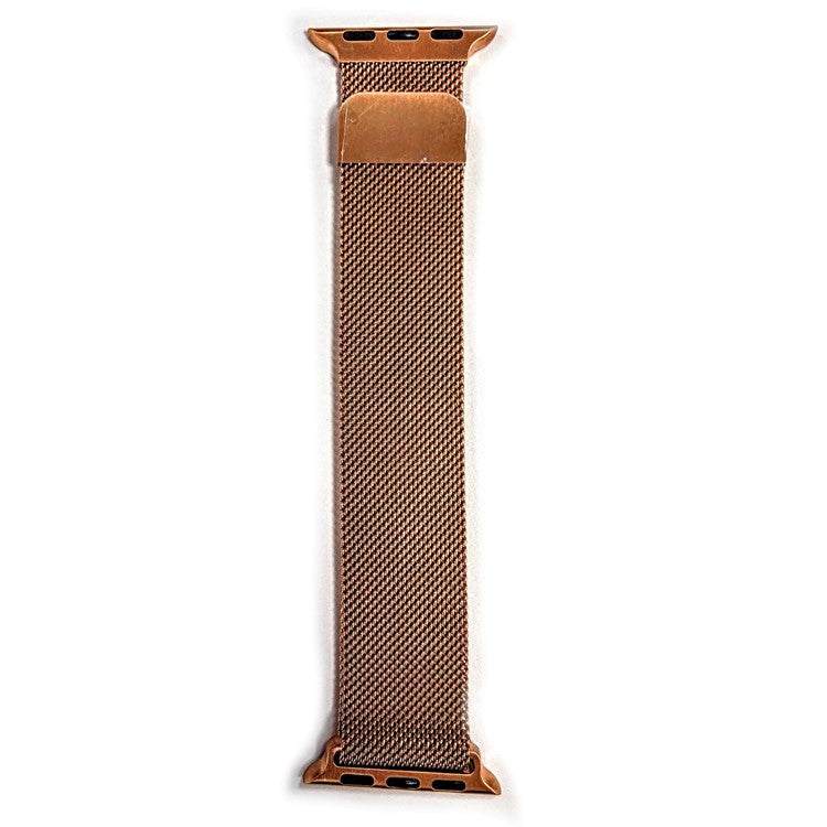 Mesh Style Metal Apple Smart Watch Strap, Milanese design for 42/44/45/49mm, brown color.