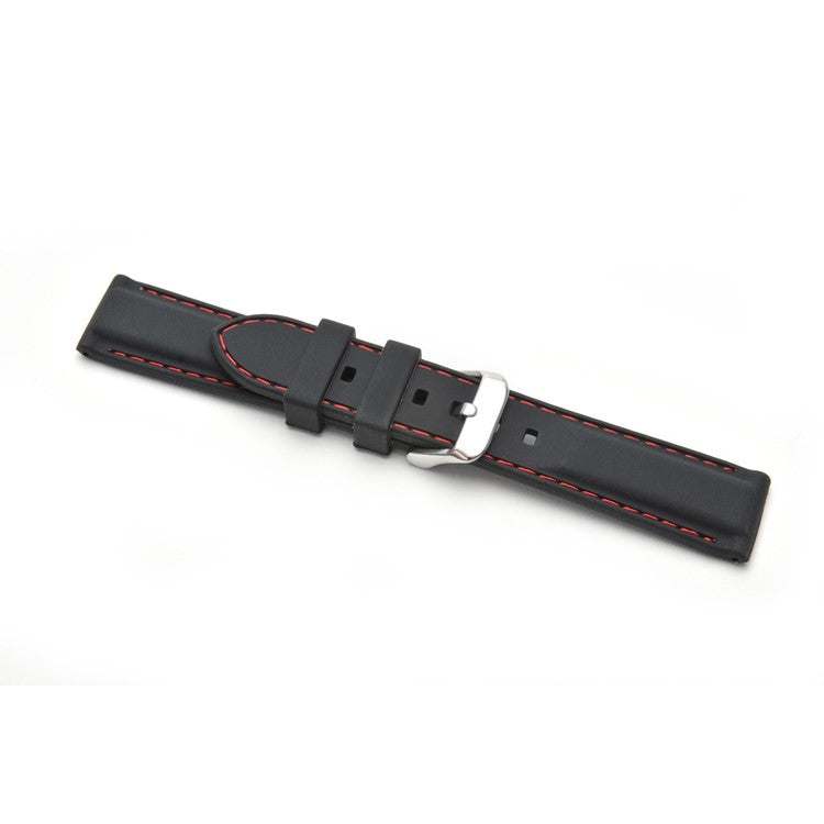 Silicone Stitched Watch Strap - Leather Look with Contrast Stitching