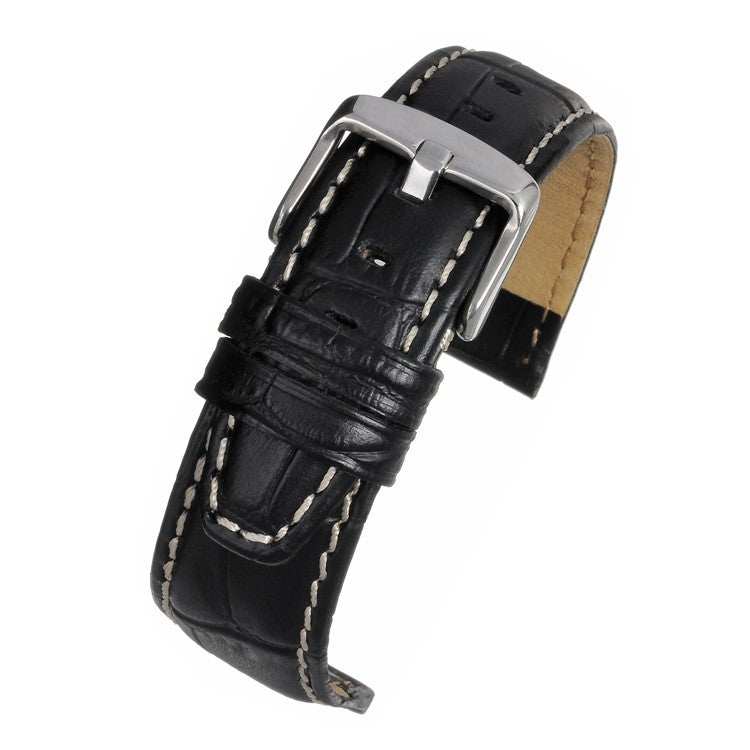 Black padded alligator grain watch strap