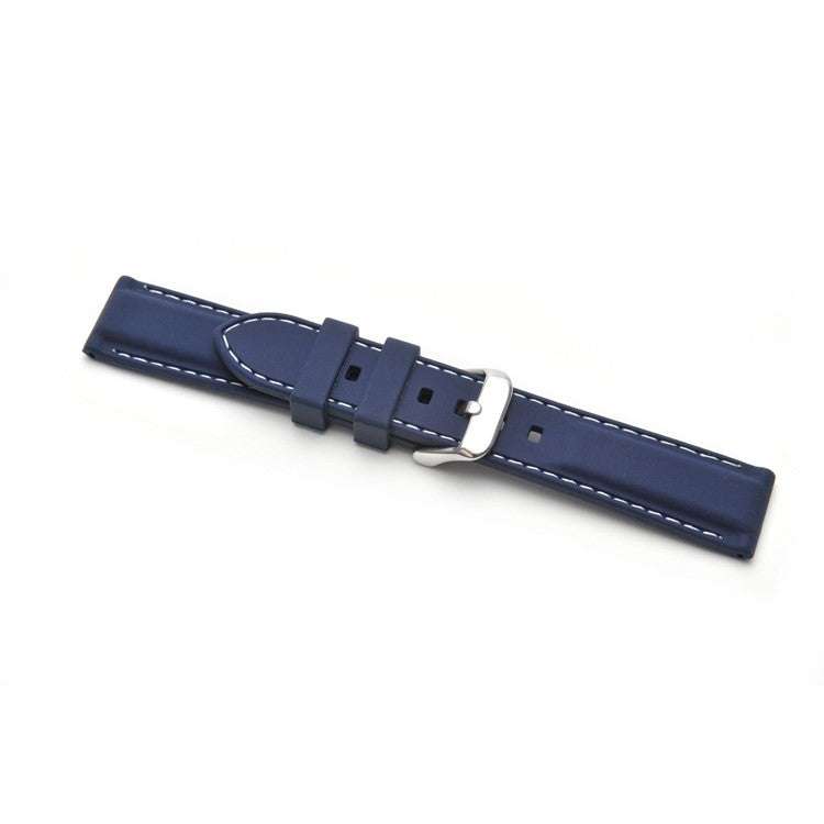 Blue Silicone Stitched Watch Strap