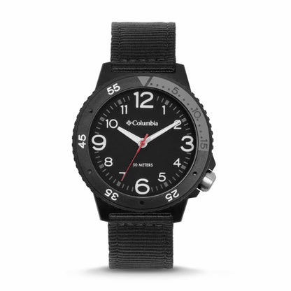 WatchColumbia Watch Cross Trails Black Case Grey Dial Black Nylon Strap