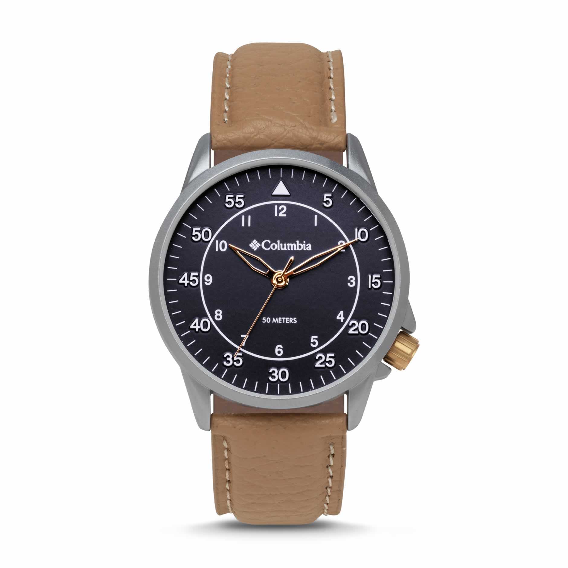 WatchColumbia Watch Viewmont Steel Colour Blue Dial Camel Leather Strap