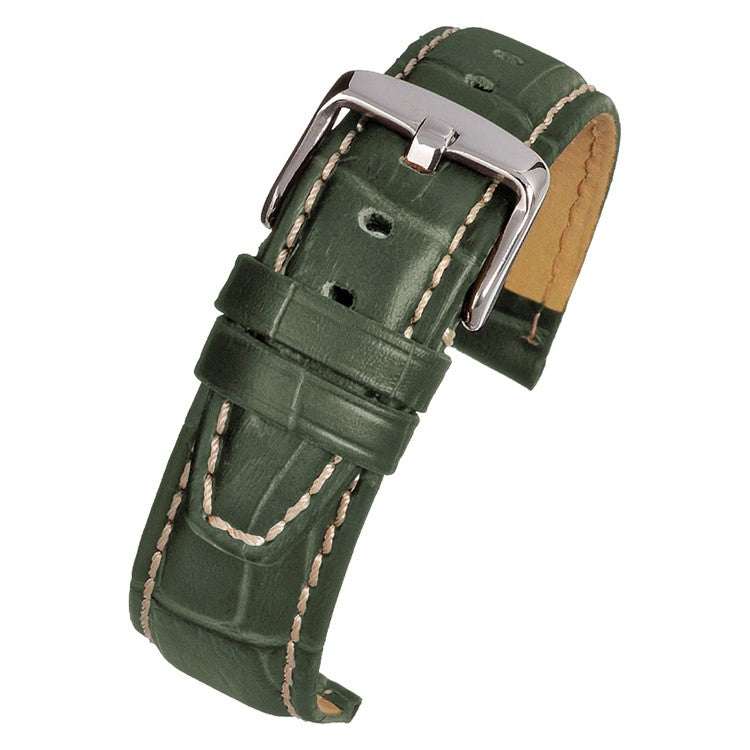 Green padded alligator grain watch strap