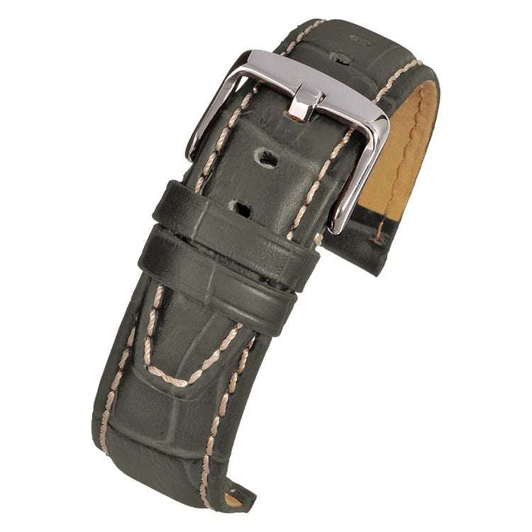 Grey padded alligator grain watch strap