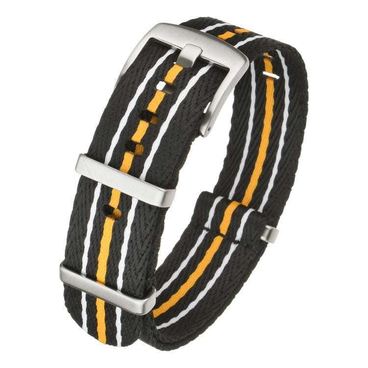 Military style nylon strap with stripes, compatible with Blancpain X Swatch® watches.