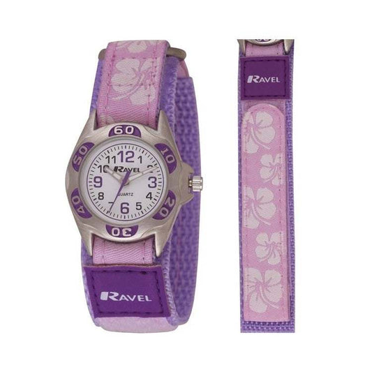 Ravel Kids Purple Flower Watch – R1507.20 with Floral Velcro Strap