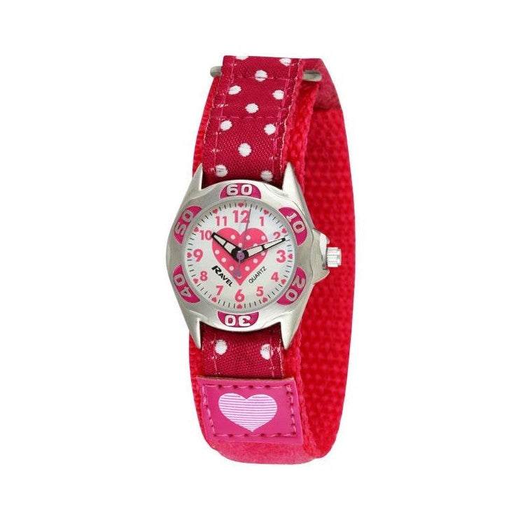 Ravel Kids Pink Heart Watch with Polka Dot Velcro