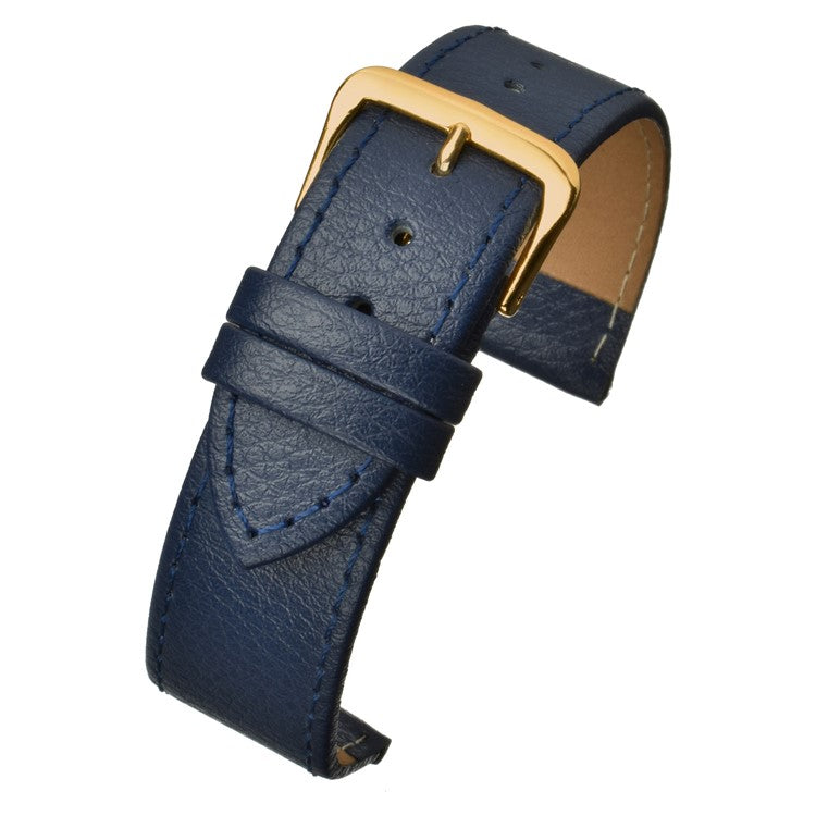 Buffalo Grain Stitched Leather Watch Strap - Classic Design in White, Blue, Red