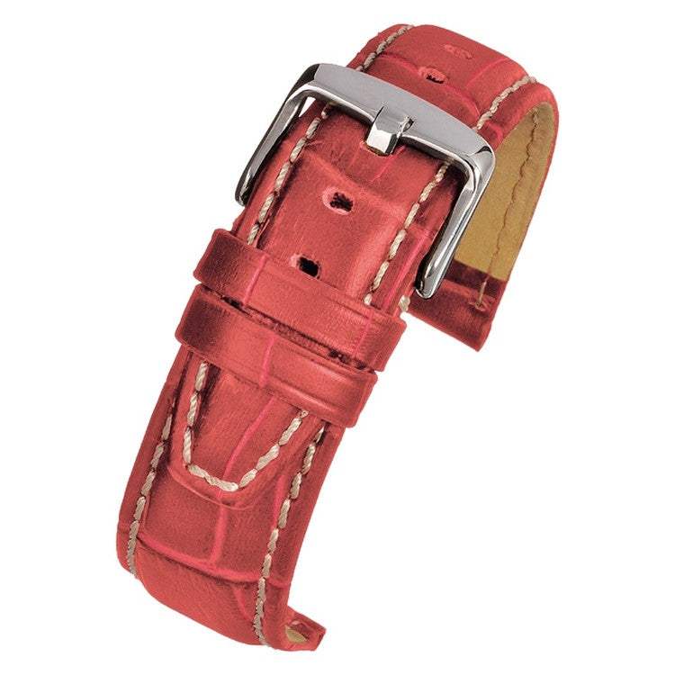 Red padded alligator grain watch strap