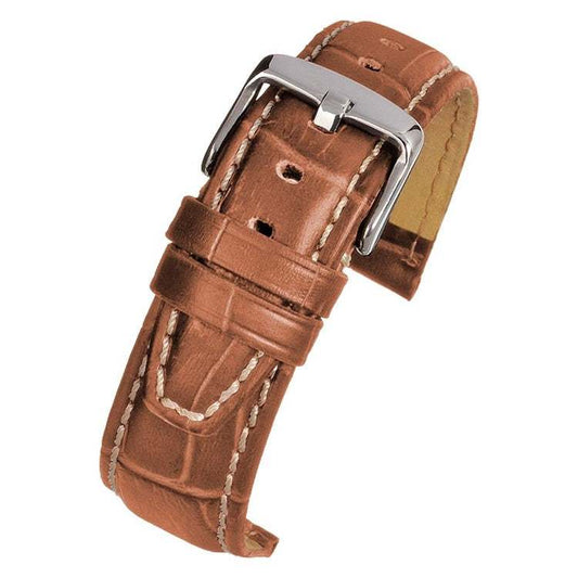 Tan padded alligator grain watch strap