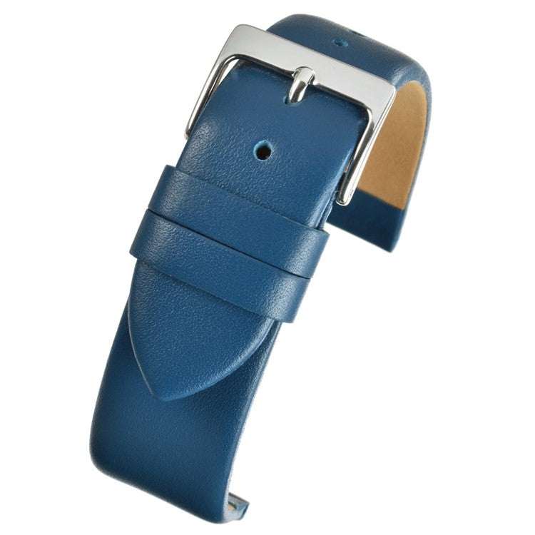 Smooth calf leather watch strap with square buckle in blue.