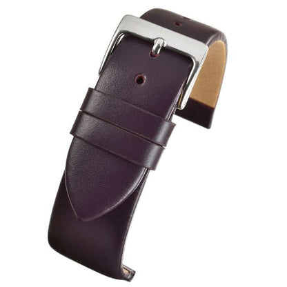 Smooth calf leather watch strap with contemporary square buckle and nubuck lining.