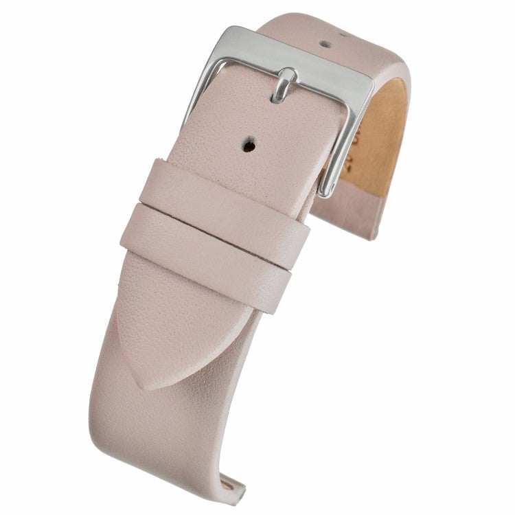 Smooth calf leather watch strap with nubuck lining and square silver buckle.