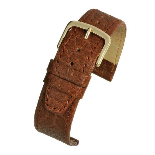 Premium Vegetable Tanned Leather Watch Strap with Nubuck Lining - Buffalo Embossed