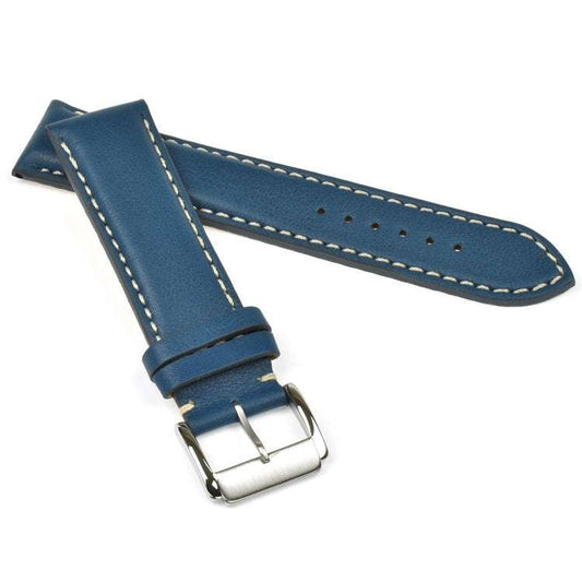 Blue premium padded watch strap for Breitling WB11-20/18, available in 20-24mm sizes.