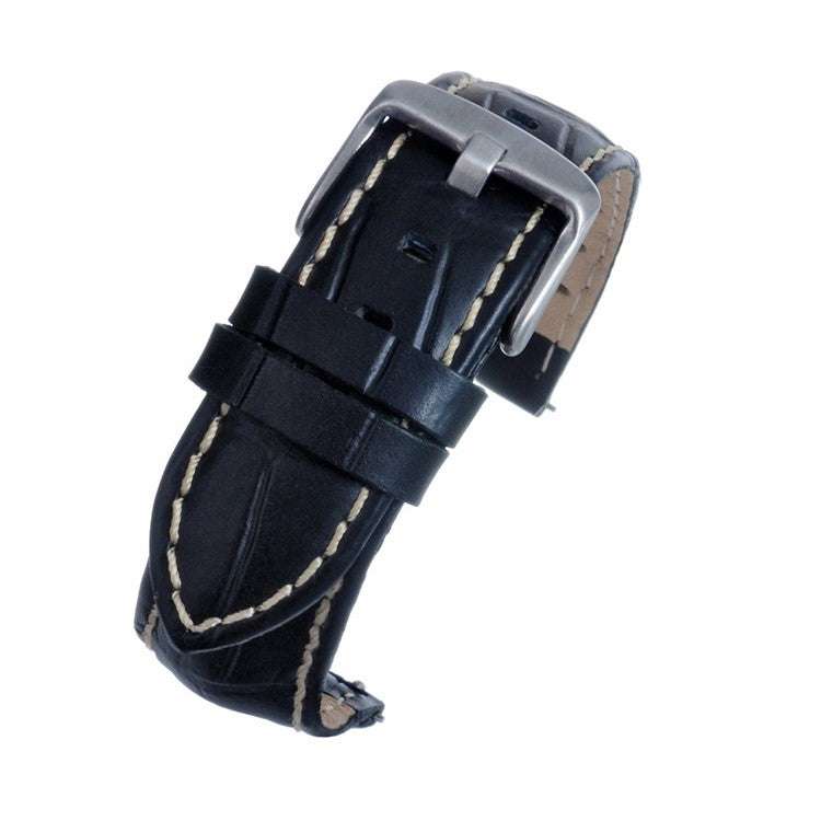 Sports Alligator Grain Watch Strap – Black with Bold Stitch, Quick Release