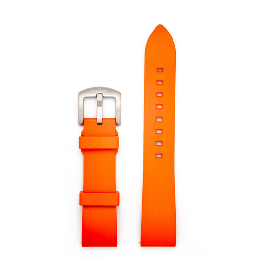 Orange Kennett FKM rubber strap with buckle, 22mm width, quick release.