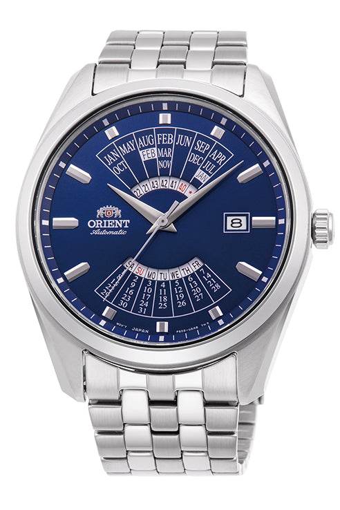 WatchOrient Multi-Year Calendar Mechanical Watch (43.5mm) Blue Dial / StainEstablished in 1950, Orient, the Japanese-born watch brand, presents a range of high-quality and attainable timepieces celebrated for their enduring style. As one of